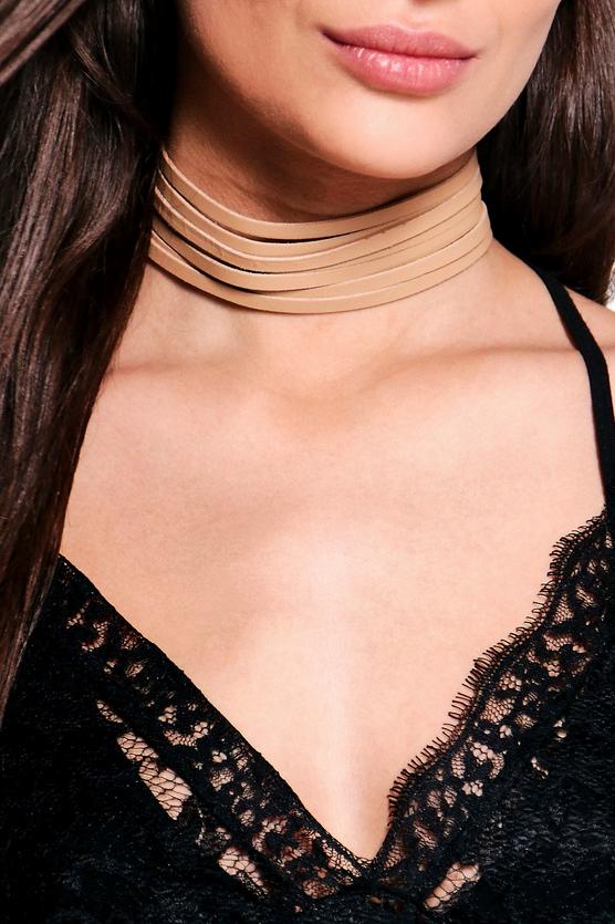 Amy Faux Suede Ribbon Detail Wide Choker